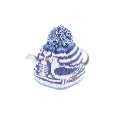 Image of Pachamama Handknitted Medium 4 6 Cup 1.2L Wool Tea Cosy/Teapot Cover Seagull Pattern Insulated Handmade Fair Trade Multicoloured