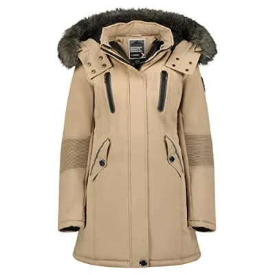 Image of Geographical Norway Coracle/Coraly Women&#039;s Winter Parka XL Fur Hood, beige, S