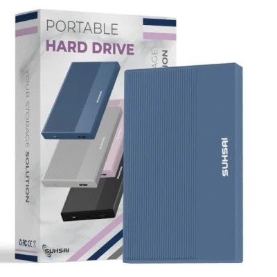 Image of SUHSAI external hard drive 500GB Backup Data Storage HDD 2.5&quot; Memory Expansion Portable USB 3.0 Ultra Slim Compatible with Mac, Desktop, PC, PS4, PS5 (Navy Blue)