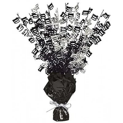 Image of Unique Party 56498 Glitz Black 100th Birthday Balloon Weight Centrepiece