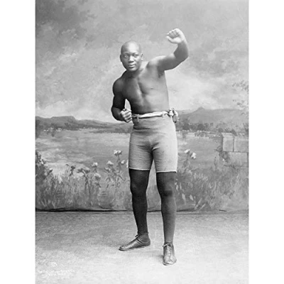 Image of Wee Blue Coo Vintage Jack Johnson Boxer Champion World Fist Art Print Poster Wall Decor 12X16 Inch