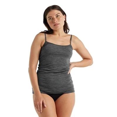 Image of Icebreaker Merino Wool Underwear, Women&#039;s Cami Top, Siren Gym Camisole Running and Sports Top Gritstone Heather, XS