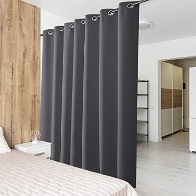 Image of PONY DANCE Single Blackout Curtains Room Divider for Door Wide Screen Partition Blinds Hotel Living Room, Bedroom, Apartment, Lounge, 1 Panel, 84&quot; Tall by 100&quot; Wide, Grey