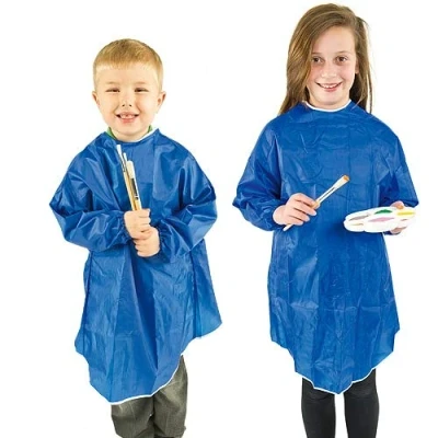 Image of Baker Ross EV788Z Long Sleeved Apron Pack of 1, SMALL Wipe Clean Coveralls for Kids Age 1 to 3 Arts and Crafts Activities or Painting Boys Girls
