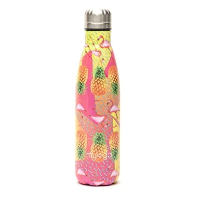 Image of Myga 500ml Metal Reusable Insulated Vacuum Stainless Steel Water Bottle Double Walled Leak Proof BPA Free Drinks Flask for Outdoor Sports Keeps Hot and Cold Tropical