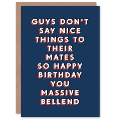 Image of Artery8 Birthday Card You Massive Bellend Mates For Friend Him Man Male Brother Greeting Fun Funny Humour Joke