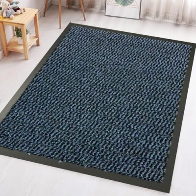 Image of GULLAMBO Non Slip Door Mat Indoor And Outdoor Kitchen Office Use Mat, Super Soft Absorbent Multicolor Barrier Machine Washable Entrance Rug (Blue, 90cm x 200cm)