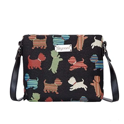 Image of Signare Tapestry Crossbody Bag Small Shoulder for Women with Dog Design (Playful Puppy, XB02 PUPPY)