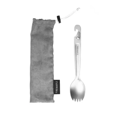 Image of Fire Maple Woodpecker Titanium Spork with Propane/Isobutane Gas Canister Punch Perfect Fork and Spoon Cutlery for Camping, Backpacking, Travel &amp; Survival Kit Ultralight Camp Cookware Utensil