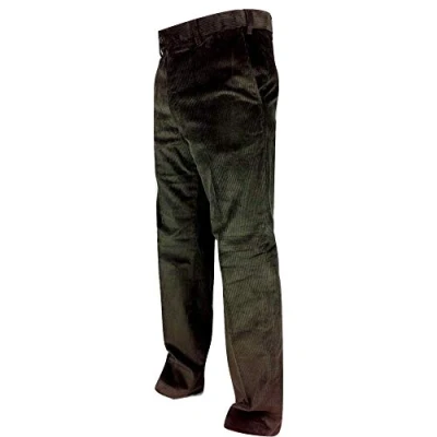Image of Carabou Mens Expandable Waist New Thick Jumbo Corduroy Trousers Olive W44 L31