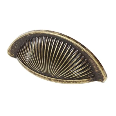 Image of Decoranddecor Arro Half Moon Shaker Cup Handles Cabinet Pulls Zinc 64mm Hole Centre (Antique Brass)