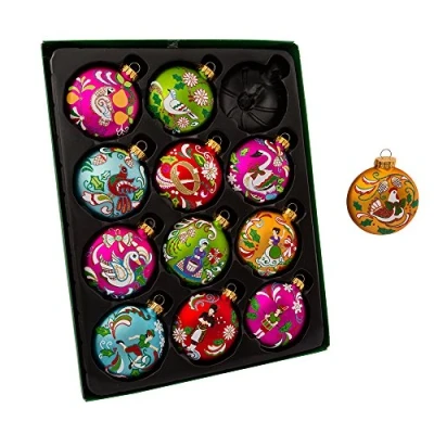 Image of Kurt Adler GG0638 65Mm 12 Days Of Christmas Glass Ornament Set Pieces