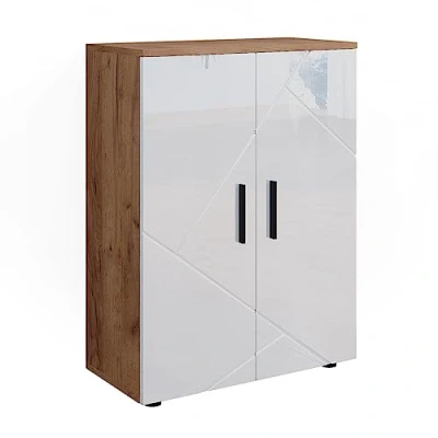 Image of Vicco Midi cabinet Irma, Oak/White High Gloss, 60 x 81 cm