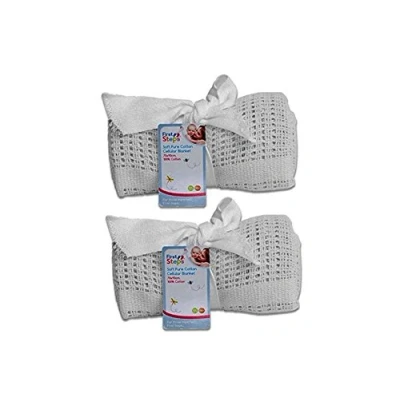 Image of First Steps Cellular Blanket Soft Pure 100% Cotton Baby Comfort Newborn White Pack Of 2