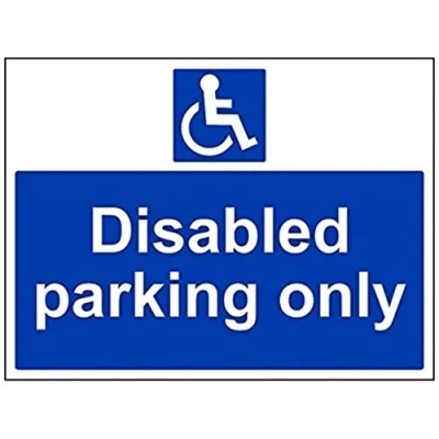 Image of V Safety Disabled Parking Only Sign 400mm x 300mm 1mm Rigid Plastic
