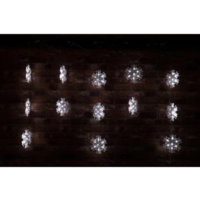 Image of Christmas Concepts® 105 White Led 15 Piece Snowflake Curtain Lights 2m x 0.9m Length