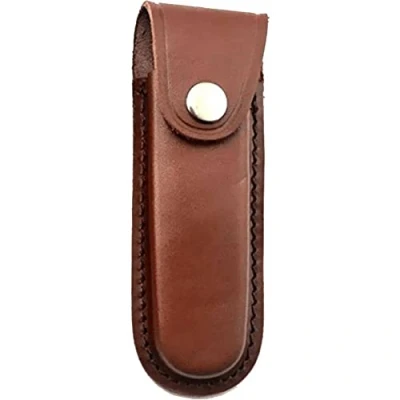 Image of Folding Blade Pocket Knife Sheath Leather Holder Case with Snap Closure and Belt Loop Edc Pouch