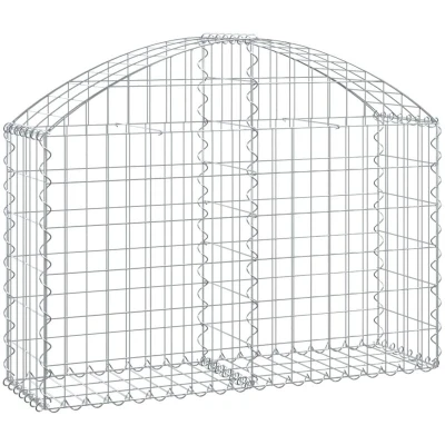 Image of vidaXL Arched Gabion Basket 100x30x60/80 cm Galvanised Iron