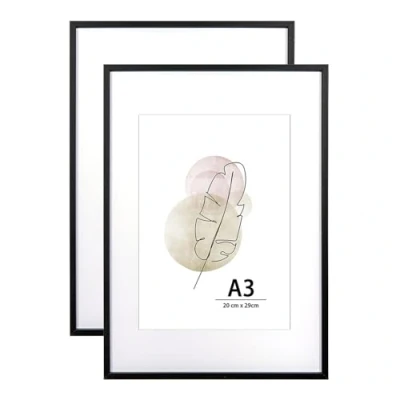 Image of KAIWIN A3 Picture Frame Black Set of 2, Wooden Poster with white mat, Frames for Wall Mounting Display Home,Office,Gallery,Holiday Photos, Posters, Puzzles