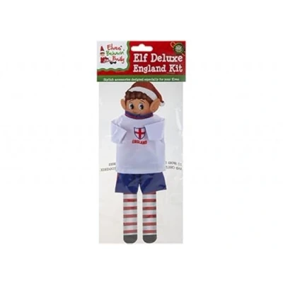 Image of Elves Behaving Badly Naughty Elf England Football Kit Christmas Figure Accessories Festive Outfit World Cup