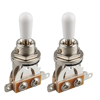Image of Futheda 2pcs Guitar 3 Way Toggle Switch Pickup Selector Short Straight Electric Parts with White Tip Knob