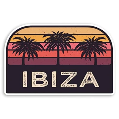 Image of 2 x 10cm Rustic Ibiza Vinyl Stickers Holiday Travel Luggage Sticker #30806 (10cm Wide)