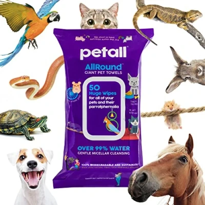 Image of petall Pet Cleaning Wet Wipes 50 Extra Large Thick Hypoallergenic Biodegradable Dog Puppy Cat For All Pets Fragrance Free With Aloe