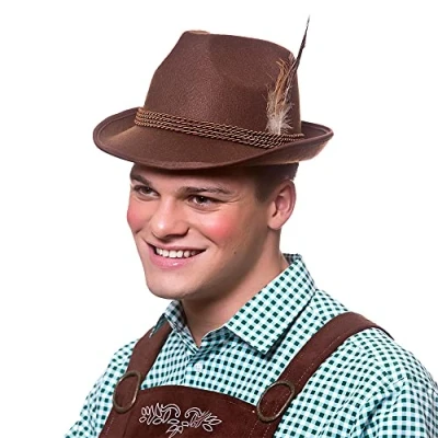 Image of Wicked Costumes Adult Deluxe German Bavarian Hat Brown Fancy Dress Accessory