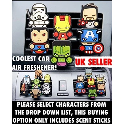 Image of 7 COLOURS Two Pairs X Sweet Candy Scent Refill Sticks, Coolest Car Air Fresheners! Marvel Avengers, Star Wars, Deadpool. (No Characters Or Clips Included, Only For Purpose)