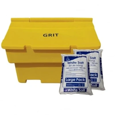 Image of BiGDUG Essentials Salt Grit Bin Heavy Duty Stackable &amp; Storage Box 200L Capacity Yellow 1020W x 520D 720H mm (1 8 Bags)