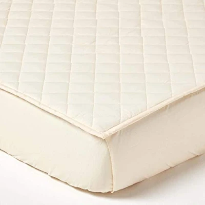 Image of HOMESCAPES Organic Single Fitted Mattress Protector 300 Thread Count Luxury Quilted Deep 100% Egyptian Cotton 200 GSM Anti Dust Mite &amp; Allergen Superior Percale Excellent for Summers