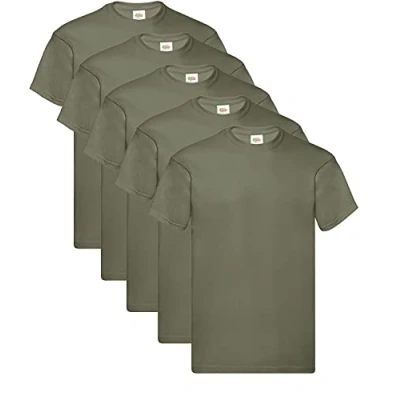 Image of Fruit of the Loom, shirt, 5 Olive + 1 Hl Purchase Notepad, L