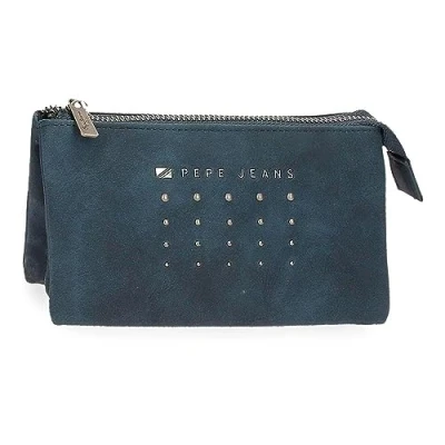 Image of Pepe Jeans Holly Purse Three Compartments Blue 17.5 x 9.5 2 cm Faux Leather, Blue, One Size, Compartment