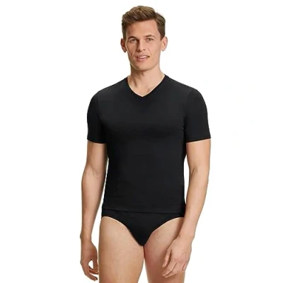 Image of FALKE Men&#039;s Daily Comfort 2 Pack V Neck M S/S SH Cotton Breathable of Underwear, Black (Black 3000),