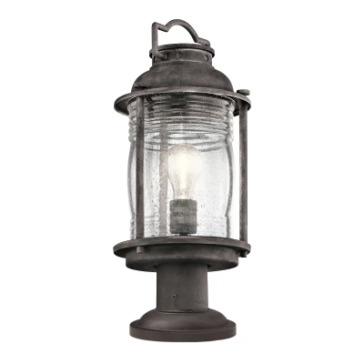 Image of Ashland Bay 1 Light Medium Outdoor Pedestal Lantern Zinc IP44, E27