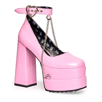 Image of LAMODA Women&#039;s Sweetheart Court Shoe, Pink Patent, 4 UK