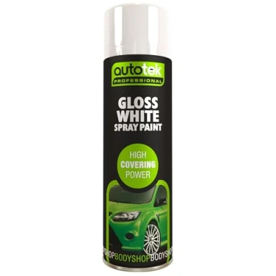Image of Autotek Professional High Covering Power Spray Paint, Gloss White, 500 ml