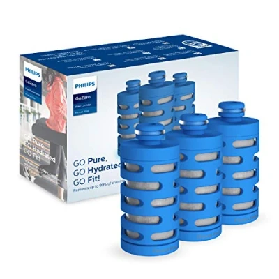 Image of PHILIPS Water GoZero Fitness Filters, Replacement Filter Cartridge, Activated Carbon Fiber Filter, for Active Bottle, (3 Counts), AWP287/37, 20oz