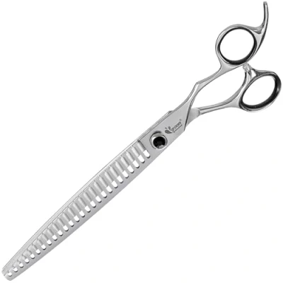 Image of GROOM Professional Artesan Chunker Dog Grooming Scissors Hair Ideal for Groomers Smooth Cutting Japanese 440C Convex Blades Adjustable Tension Screw, 8 Inch 46T