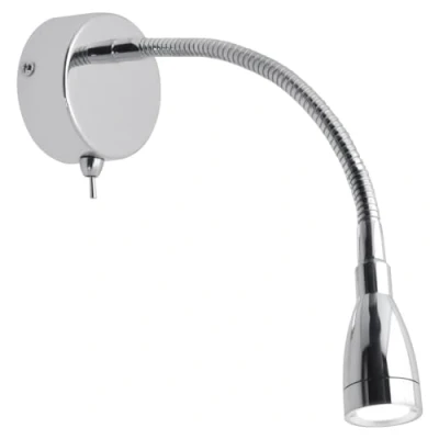 Image of Long Life Lamp Company LED Indoor Reading Wall Light 2W 6000K Chrome Mounted Bedside H3145