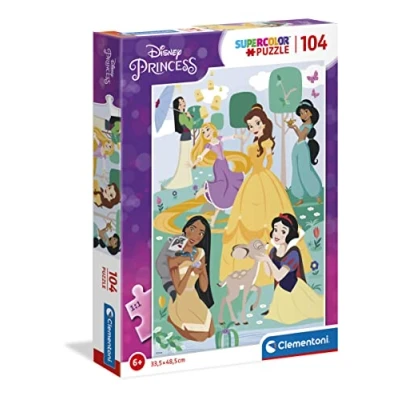 Image of Clementoni 25736 Supercolor Puzzle Disney Princess 104 Pieces Jigsaw For Kids Age 6
