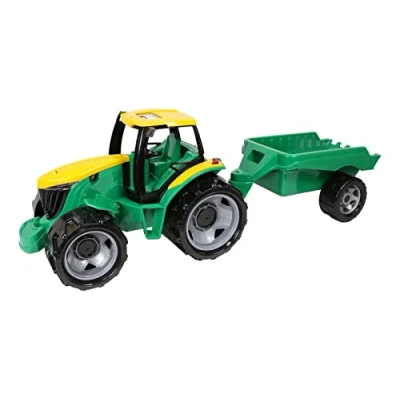 Image of Lena 02122 Sturdy Giant, Giga Trucks, Approx. 62 cm and 43 cm, Large Toy Vehicle Set 3 Years, Robust Tractor with Trailer for Sandbox, Beach Children&#039;s Room
