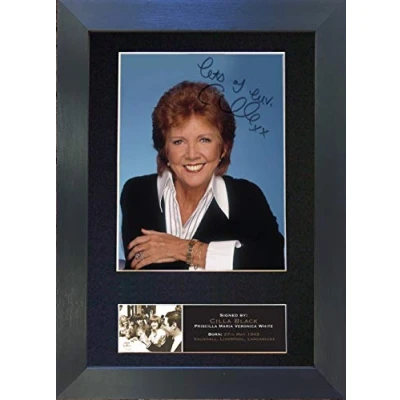 Image of CILLA BLACK Signed Autograph Mounted Photo Reproduction PRINT A4 Very Rare (297 x 210mm) #545 (Black Frame)