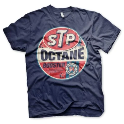Image of STP Officially Licensed Octane Booster Mens T Shirt (Navy), Large