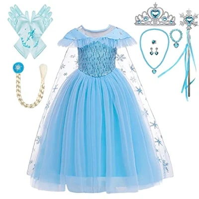 Image of Lito Angels Princess Dress Costume with Cape and Accessories for Kids Girls, Halloween Birthday Party Fancy Dressing Up Age 3 4 Years, B (Tag Number 110)