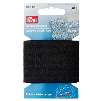 Image of Prym Seamed Elastic Tape 50 mm black, 80% polyester, 20% ED