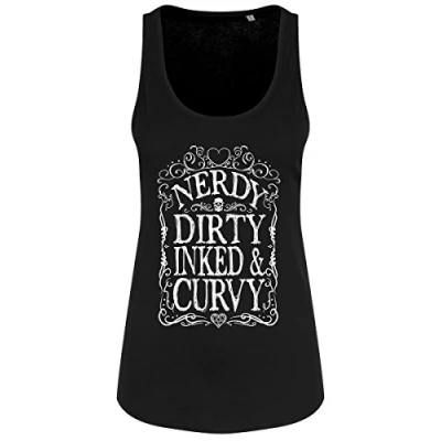 Image of Grindstore Women&#039;s Nerdy Dirty Inked &amp; Curvy Floaty Tank Vest Black