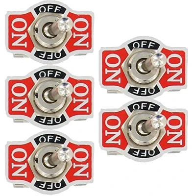 Image of Mintice™ 5 X Heavy Duty 20A 125V 15A 250V SPDT 3 Terminal Pin (ON)/OFF/(ON) Momentary Rocker Toggle Switch Metal