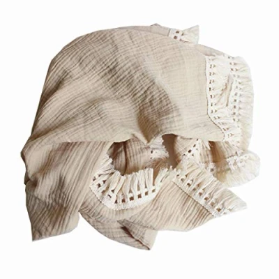 Image of geneic Newborn Swaddle Muslin Unisex Tassel Infant Baby Blanket Receiving Wrap