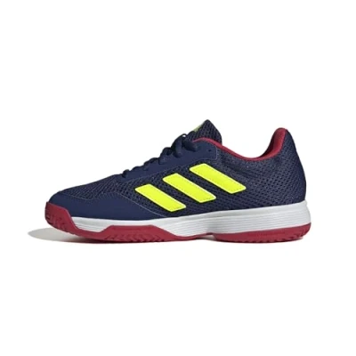 Image of adidas Gamespec Kids Tennis Shoes, Dark Blue/Lucid Lemon/FTWR White, 5.5 UK Child
